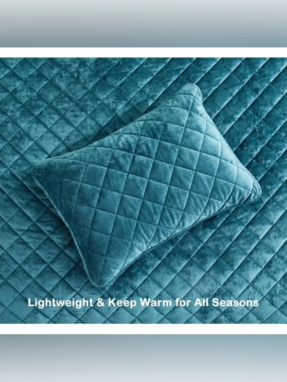 Plush Quilted oversized king Teal quilt Set